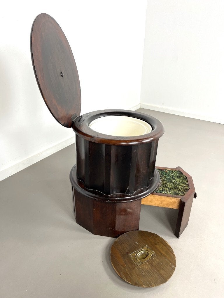Antieke 19e-eeuwse Victoriaanse mahonie houten wc 1880, Antiek en Kunst, Ophalen