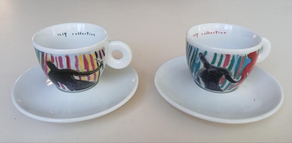 2 Illy espressokopjes,"Il ballo del caffè" 1997, Ophalen of Verzenden