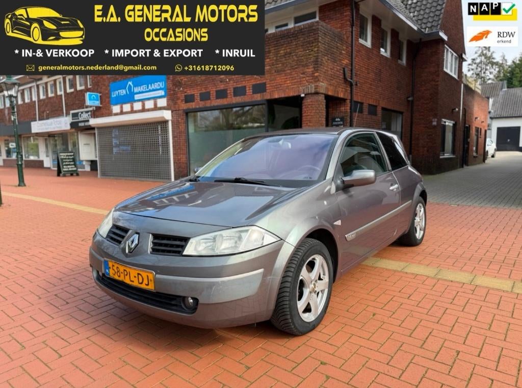 Renault Mégane 1.6 2004 Grijs | NEW APK, Auto's, Voorwielaandrijving, Zwart, 4 cilinders, Start-stop-systeem