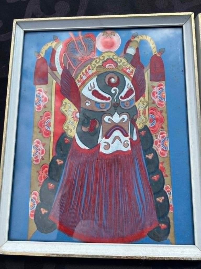 Vintage ingelijste Peking operamaskers, Ophalen of Verzenden
