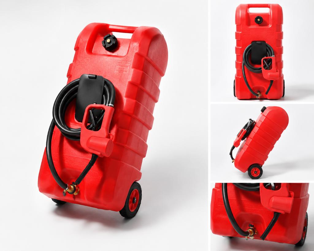 Verrijdbare brandstoftank 57L met handpomp – rood, Watersport en Boten, Info@bateaubootservice.nl, Bateau, Nieuw, Ophalen of Verzenden