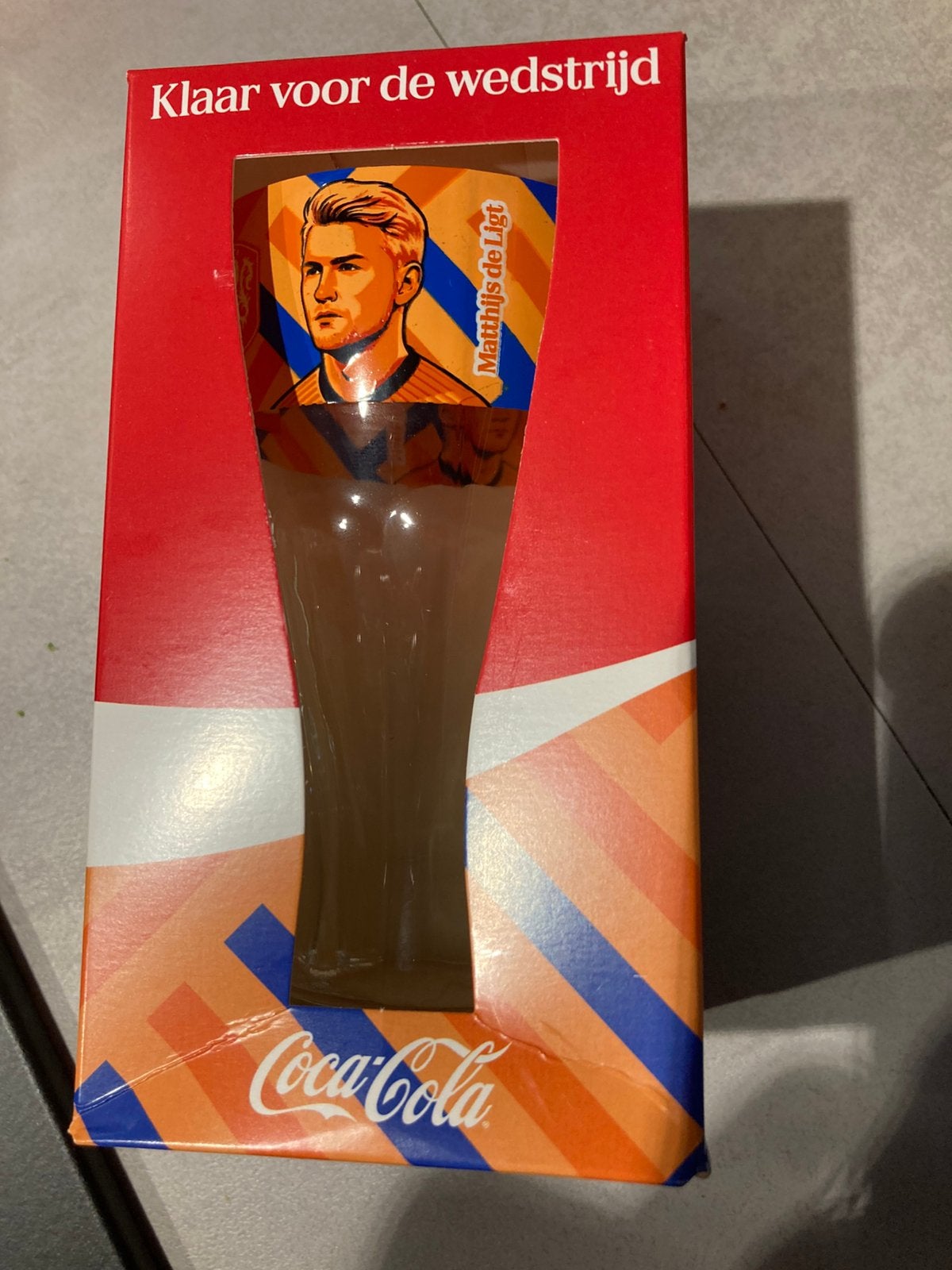 Coca cola wk glas Mathijs de Ligt, Ophalen of Verzenden, Zo goed als nieuw, Frisdrankglas