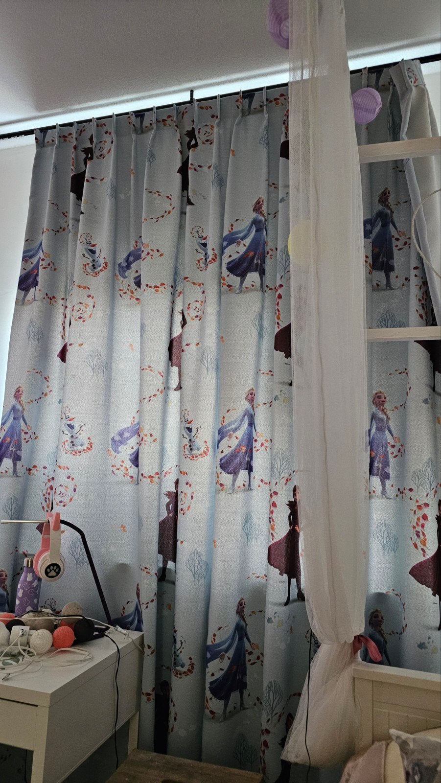 Frozen Gordijnen - Elsa, Anna & Olaf - Kinderkamer, Ophalen, Gebruikt, Overige merken, Blauw