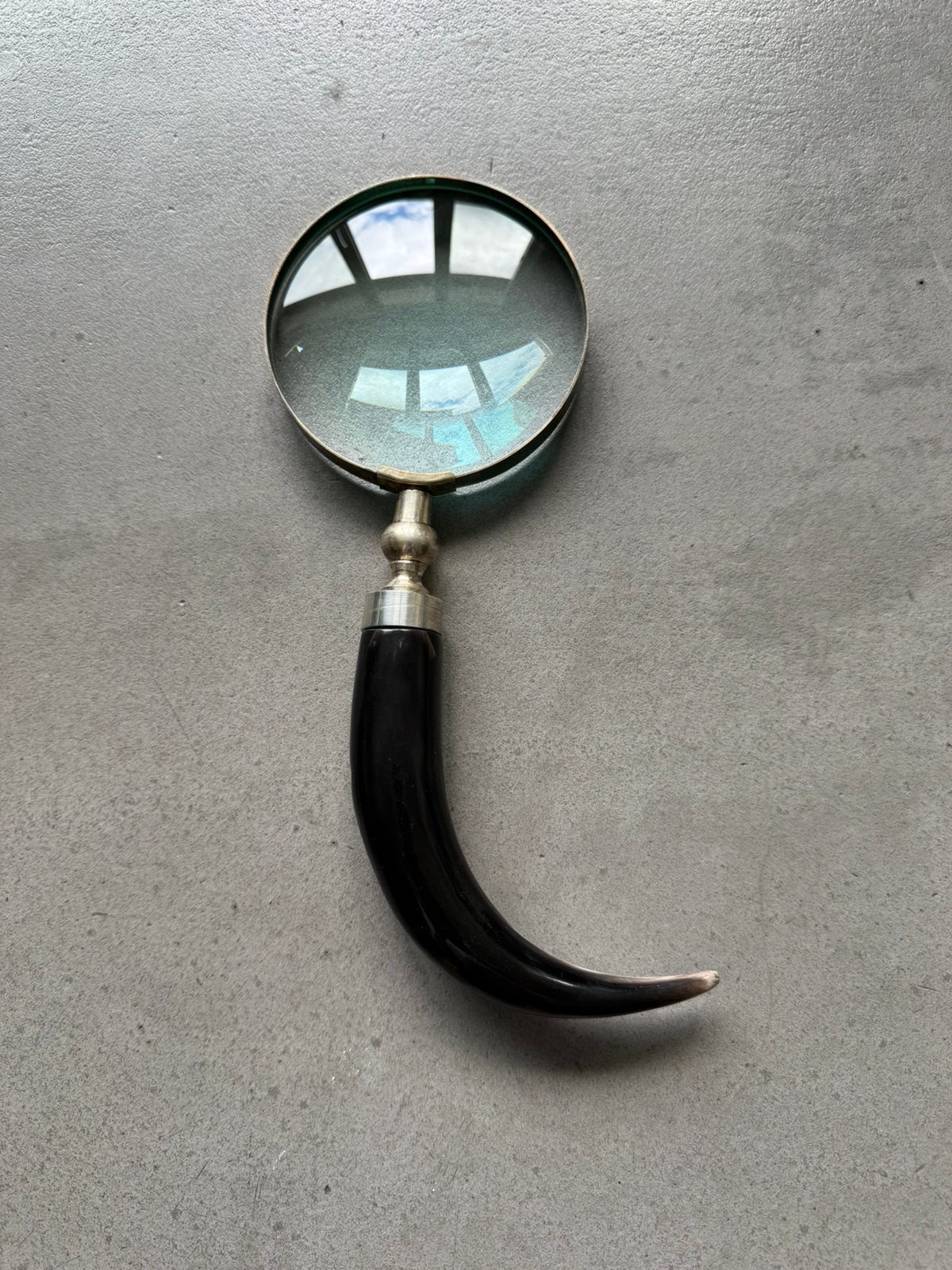Loep/vergrootglas zilver met hoorn handvat 25x10 cm vintage, Ophalen of Verzenden, Gebruikt