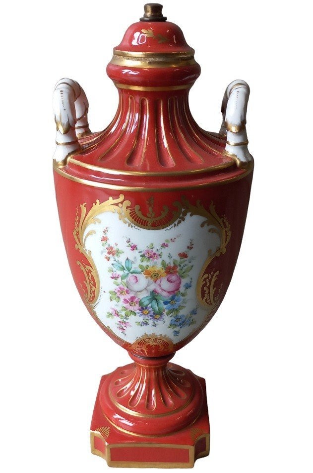 porcelaine de Paris dekselvaas/lampenvoet., Ophalen