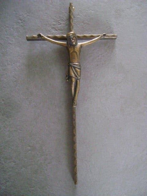 koperen kruis met crucifix, Antiek en Kunst, Ophalen of Verzenden