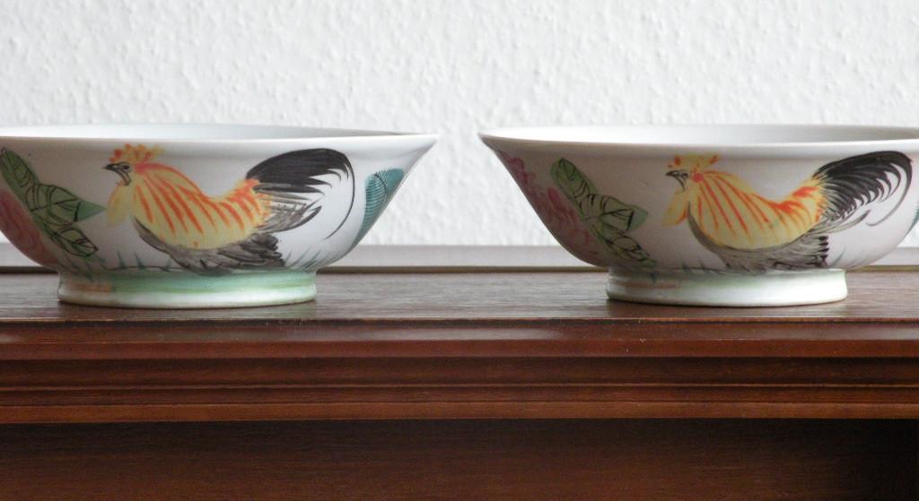 Schaaltjes, rijstschaaltjes, handbeschilderd. 2 Stuks., Ophalen of Verzenden, Overige typen