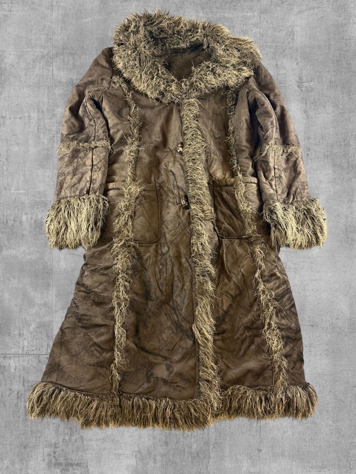 Zwart imitatiebont jas dames, maat L (afghaanse coat /, Bayline Vintage Trading, Verzenden, Zwart, Maat 42/44 (L)