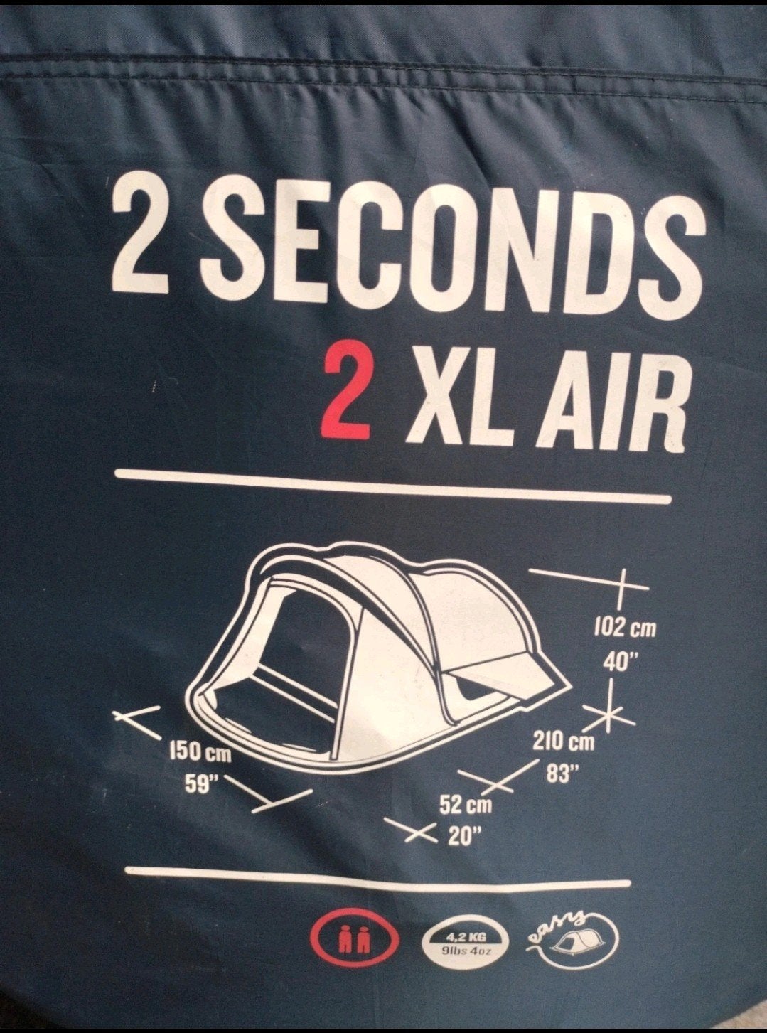 Quechua 2 Seconds 2 XL Air pop-up tent, Ophalen, Zo goed als nieuw, Tot en met 2