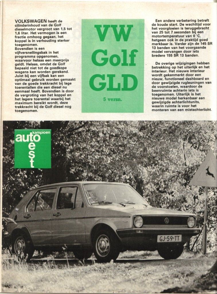 Autokampioen test VW Golf GLD December 1980, Ophalen of Verzenden, Gelezen, Volkswagen