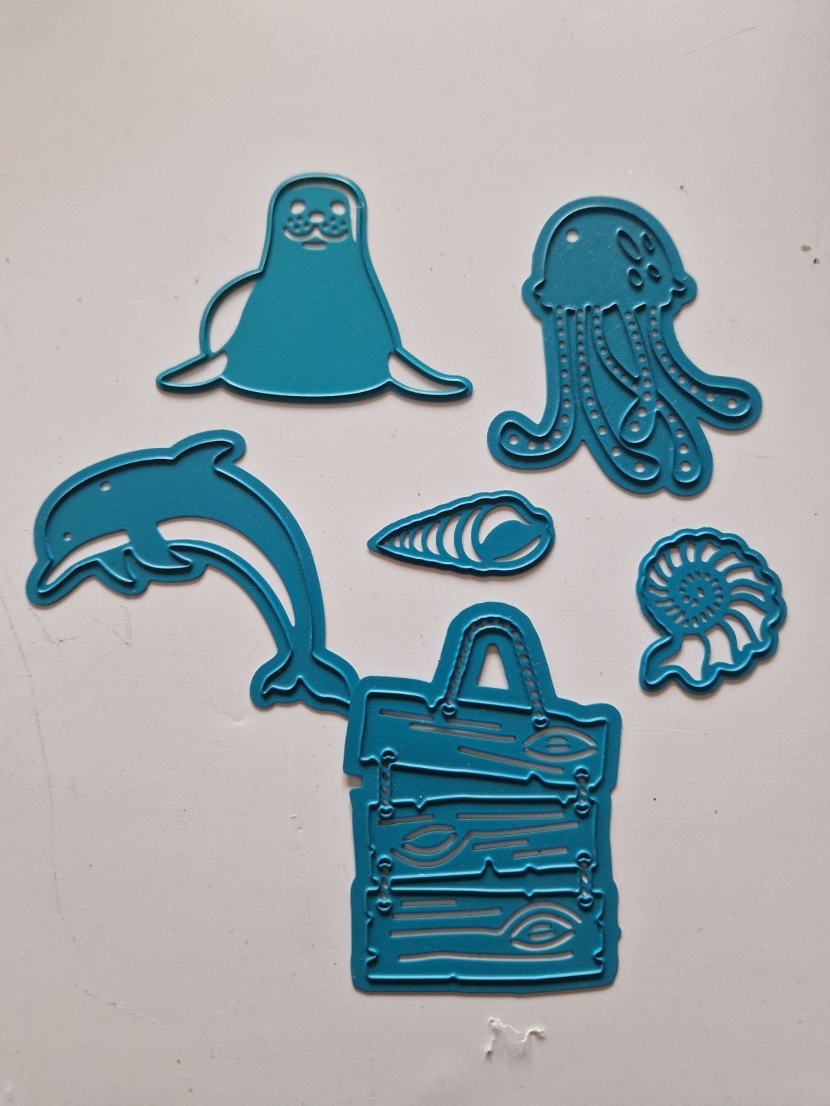 Joy Crafts Stansmallen Zee Thema - Dolfijn, Zeehond, Kwallen, Zee en Strand, Zo goed als nieuw, Blauw, Overige merken