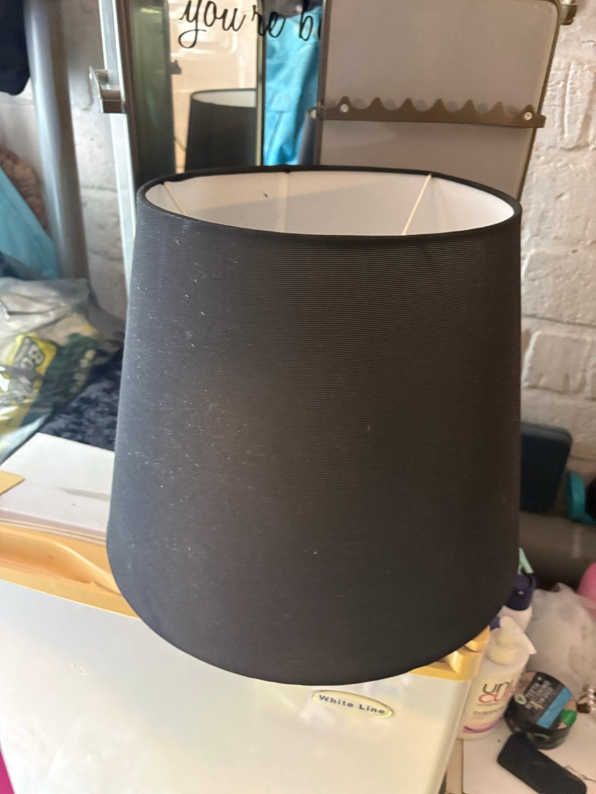 Zwarte stoffen lampenkap, zo goed als nieuw, Huis en Inrichting, Lampen | Lampenkappen, Overige typen, Zwart, Rond, Ophalen of Verzenden