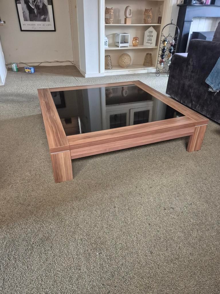 Salontafel met glazen blad, Ophalen, Gebruikt, 50 tot 100 cm, 100 tot 150 cm