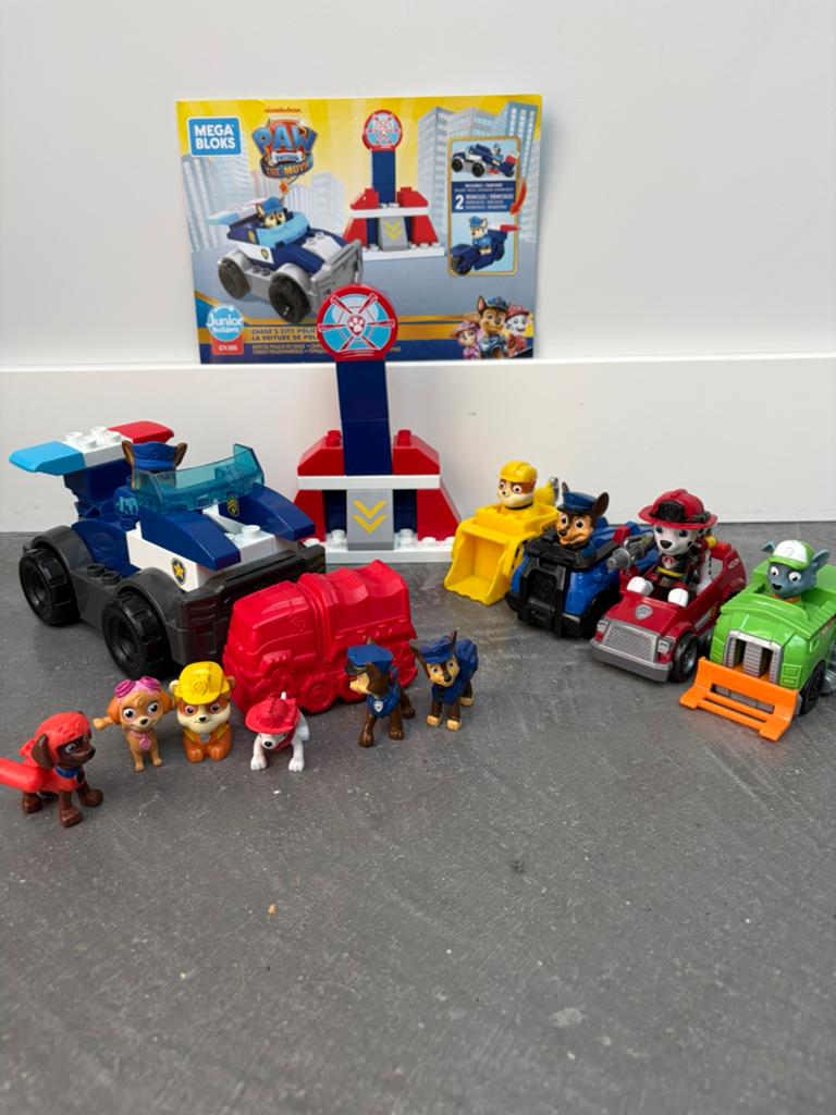 Mega Bloks Paw Patrol the Movie + losse autootjes/figuurtjes, Ophalen, Gebruikt