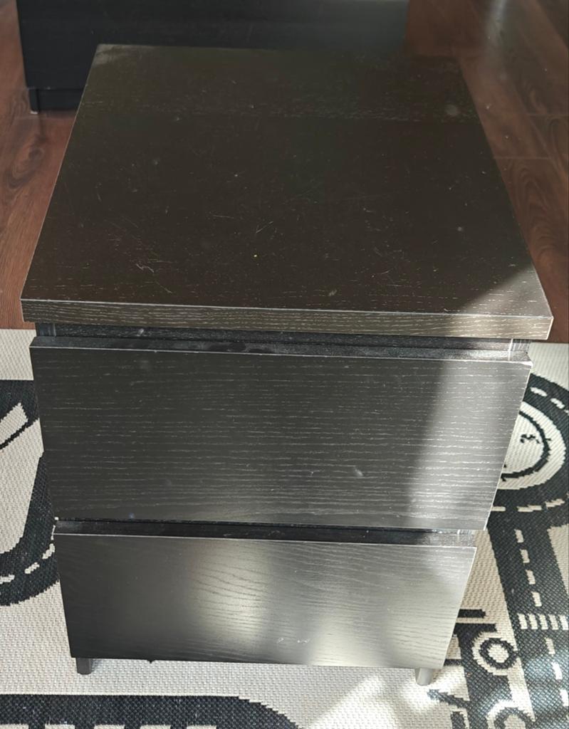 Ikea Malm ladekastje zwart - 2 lades, Huis en Inrichting, Kasten | Ladekasten, Ophalen, Minder dan 50 cm, Gebruikt, 1 of 2 laden