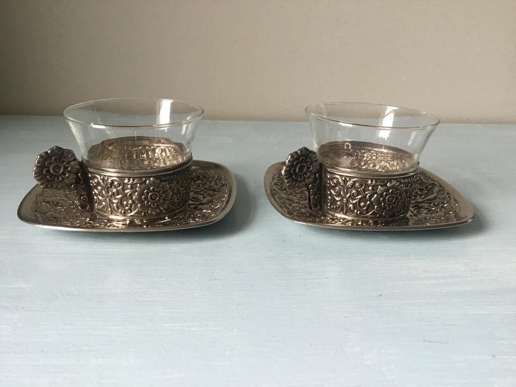 Set van 2 theeglazen, Antiek en Kunst, Antiek | Glas en Kristal, Ophalen of Verzenden