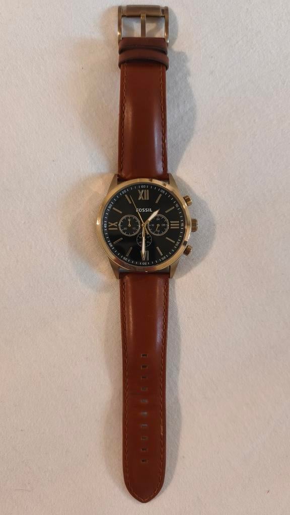Fossil Gold Chronograph Watch 48mm - Like New, Sieraden, Tassen en Uiterlijk, Horloges | Heren, Overige merken, Leer, Polshorloge