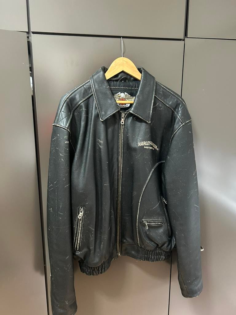 Leren vintage Harley Davidson motorjas, Kleding | Heren, Ophalen of Verzenden, Gedragen, Maat 56/58 (XL), Zwart