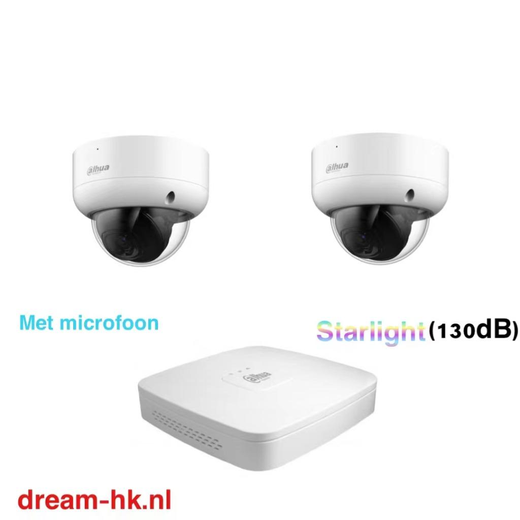 2MP Dahua Starlight WizSense  set/DVR+2x camera met audio, Ophalen of Verzenden, Nieuw, Buitencamera