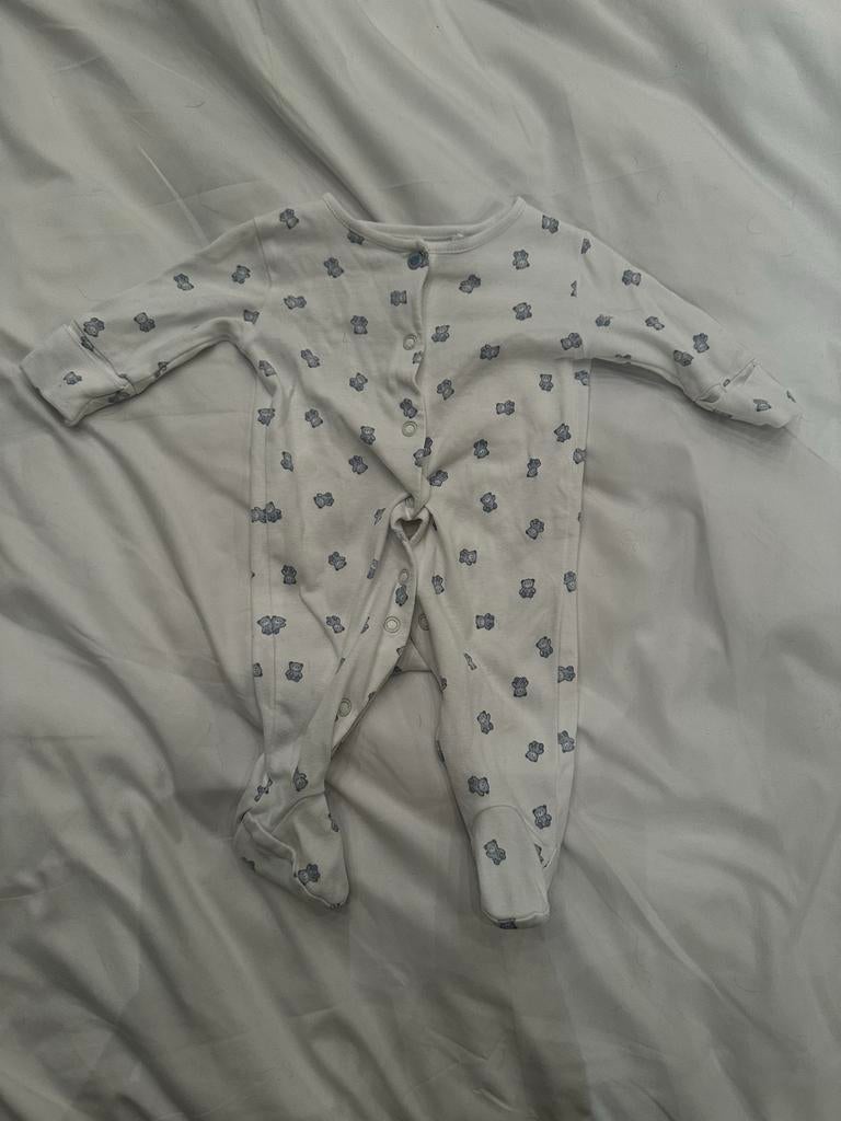 Wit met blauwe beren pyjama / boxpakje maat 56, Kinderen en Baby's, Ophalen of Verzenden, Zo goed als nieuw, Jongetje of Meisje