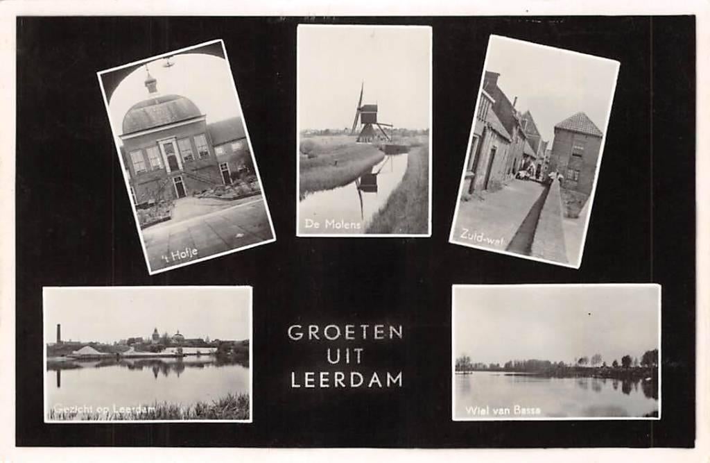 Leerdam hofje Molens Zuidwal Wiel Gezicht op Leerdam 1950, Verzenden, Voor 1920, Gelopen, Zuid-Holland