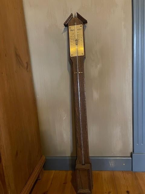 Eiken barometer torricelli, Audio, Tv en Foto, Weerstations en Barometers, Ophalen, Gebruikt, Barometer
