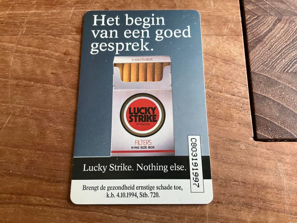 Telefoonkaart met reclame voor Sigarettenmerk Lucky Strike, Ophalen of Verzenden, Zo goed als nieuw