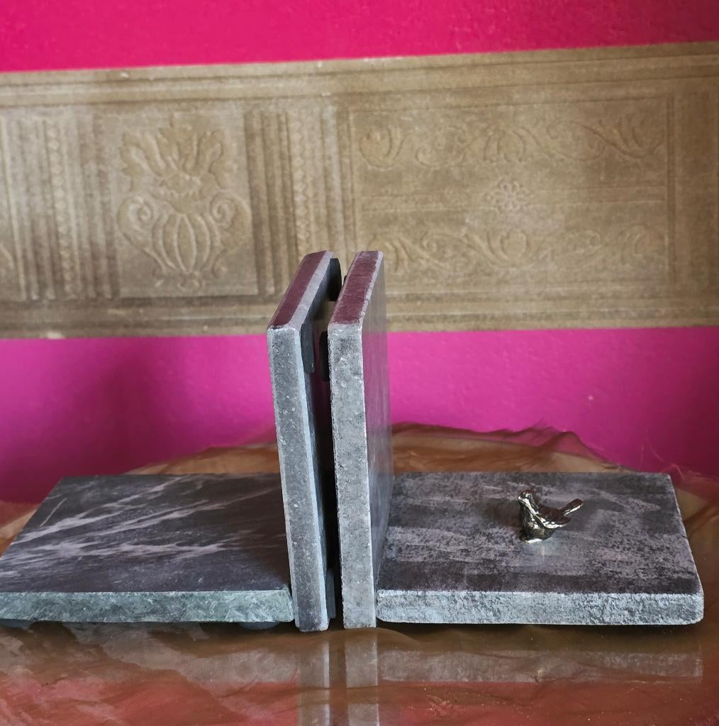 Marmeren boekensteunen met bronzen beeldje, Antiek en Kunst, Ophalen of Verzenden