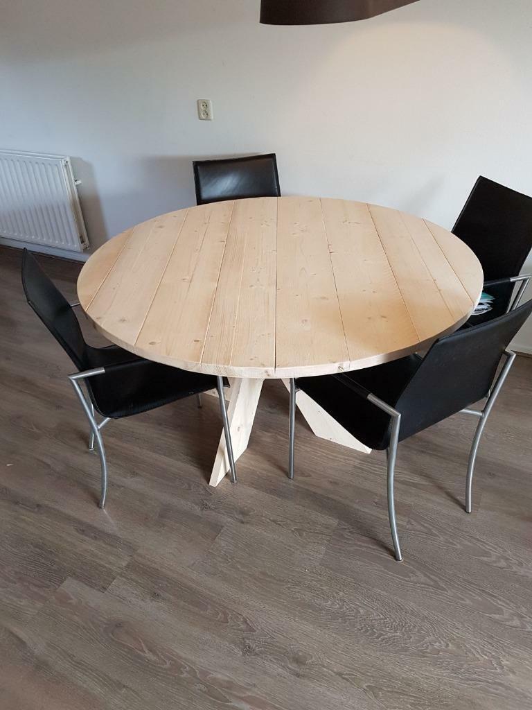 Tafel rond steigerhout binnen buiten, Huis en Inrichting, Tafels | Eettafels, Rond, Nieuw, Ophalen of Verzenden, Vijf personen of meer
