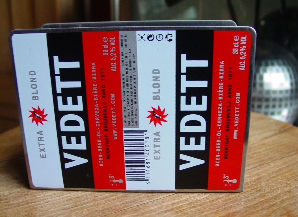 VEDETT BIERKAARTHUDER -METAAL-NIEUW-, Ophalen of Verzenden, Nieuw, Reclamebord, Plaat of Schild, Overige merken