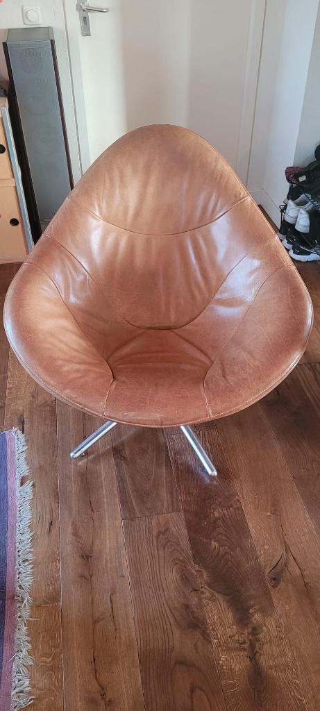 Hidde Label Fauteuil, Ophalen, Gebruikt, 75 tot 100 cm, Leer