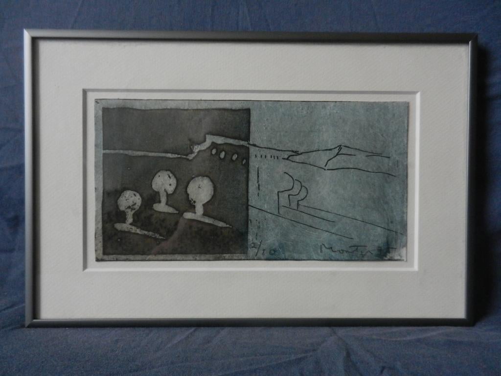 Ets Nieuwjaarskaart 1976 Jan Montyn (1924-2015) opl. 2/10, Antiek en Kunst, Kunst | Etsen en Gravures, Ophalen of Verzenden