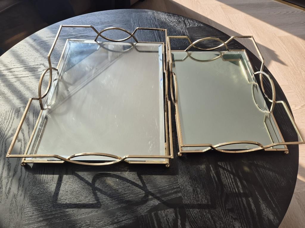 Stevige  messing Deco dienblad, Ophalen, Gebruikt, Rechthoekig, Metaal