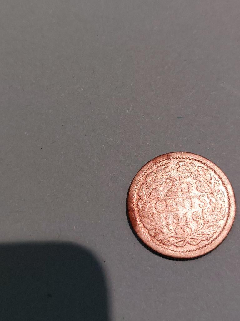 25 cent 1916, Postzegels en Munten, Munten | Nederland, Zilver, 25 cent, Ophalen of Verzenden, Koningin Wilhelmina