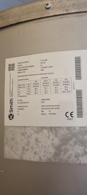 AO Smith  Cyclone III BFC 80 – 480L compleet systeem, Ophalen, 100 liter of meer, Boiler, Minder dan 3 jaar oud