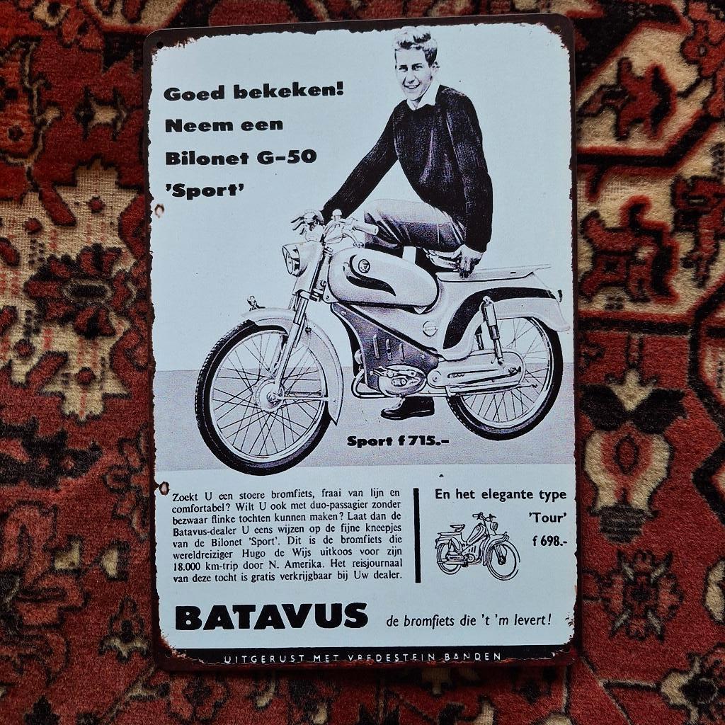 Batavus Bilonet G-50 Metalen wandplaat / wanddecoratie, Ophalen of Verzenden, Zo goed als nieuw
