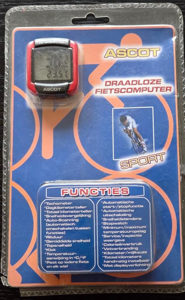 Ascot Draadloze Fietscomputer - Nieuw in Verpakking, Fietsen en Brommers, Fietsaccessoires | Fietscomputers, Nieuw, Ophalen of Verzenden