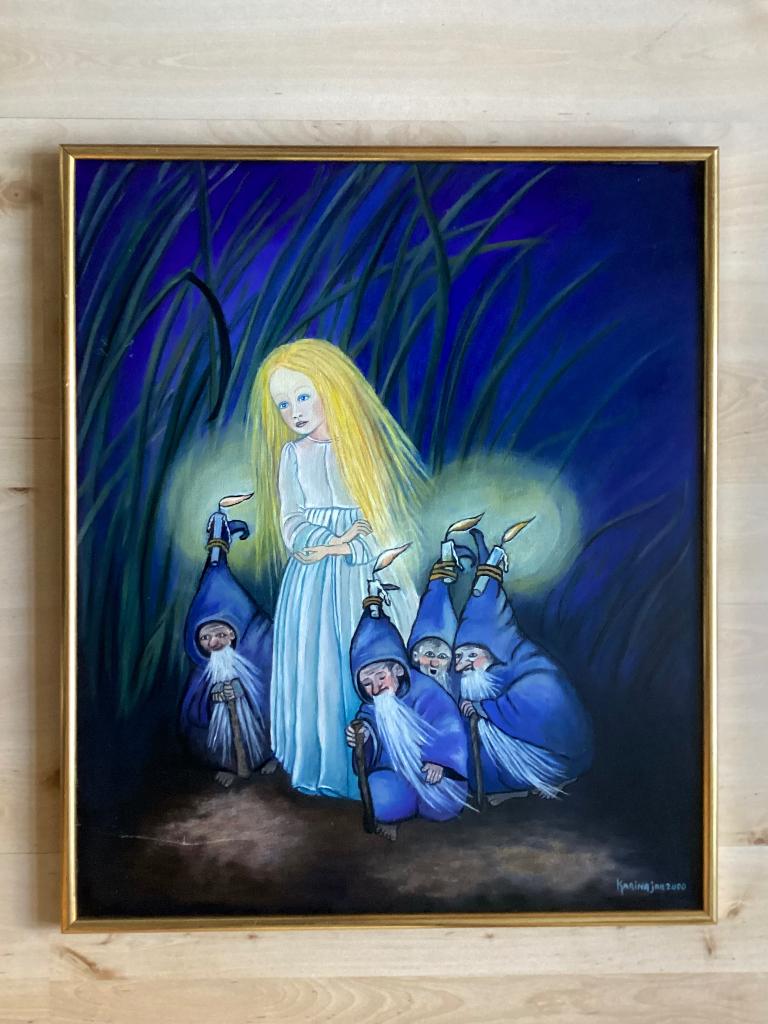 Schilderij, olieverf, handgemaakt, groot, sprookje, vintage, Ophalen