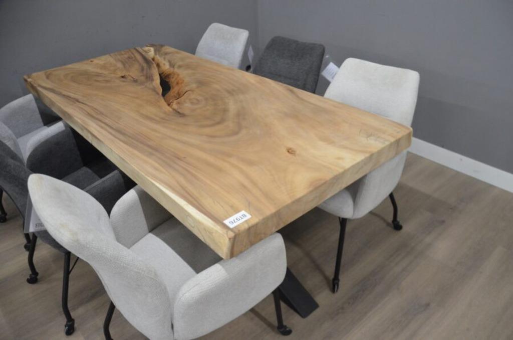 Suar boomstamtafel 200 cm – BT976 – 2 meter boomstamtafel, Overige houtsoorten, Vijf personen of meer, Rechthoekig, Nieuw