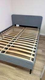 ikea slattum blauwgrijs ledikant met matras, Ophalen, Wit, 140 cm, Zo goed als nieuw