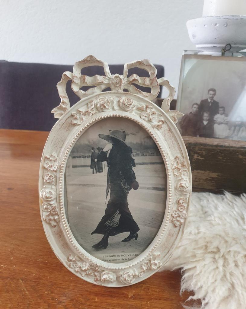 Brocante striklijst met glas, Ophalen of Verzenden