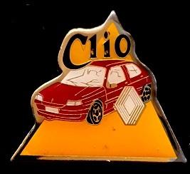 Renault Clio driehoek pin- geel rood, Verzenden, Nieuw, Transport, Speldje of Pin
