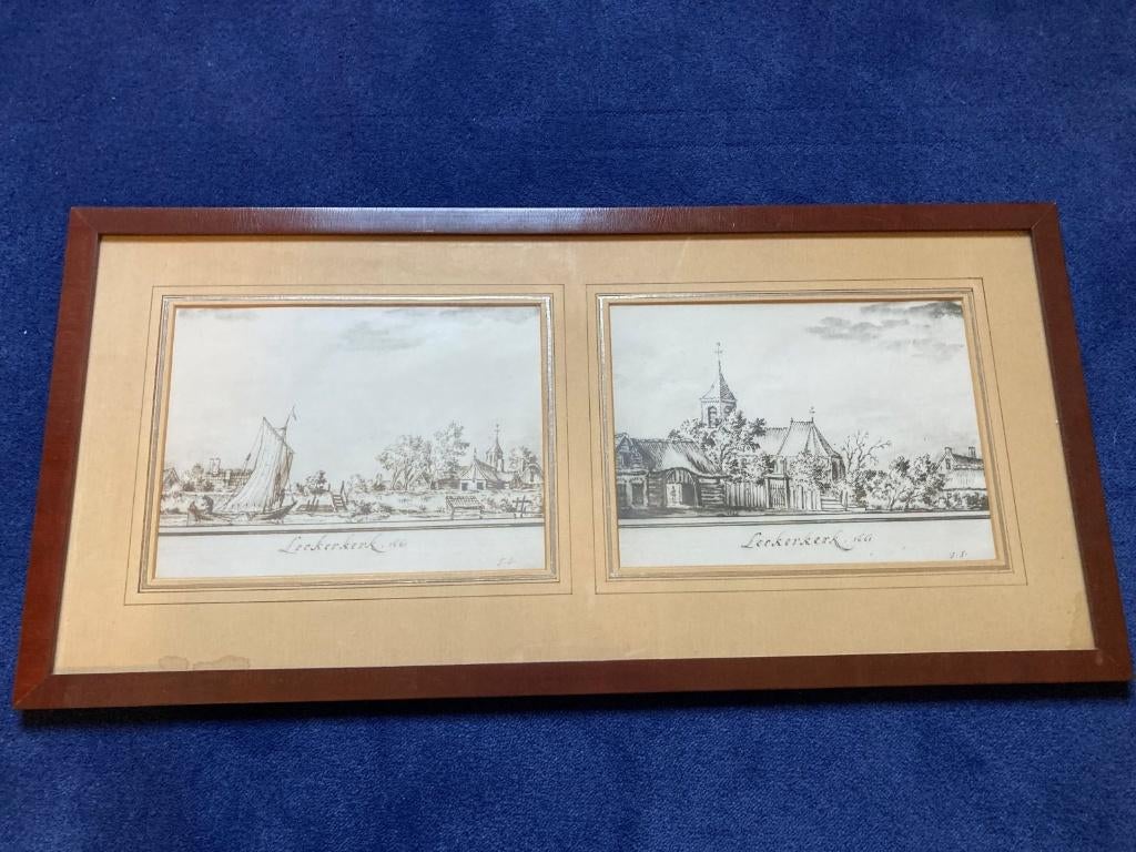 Ingelijste Kopergravures Lekkerkerk 1661, Antiek en Kunst, Ophalen
