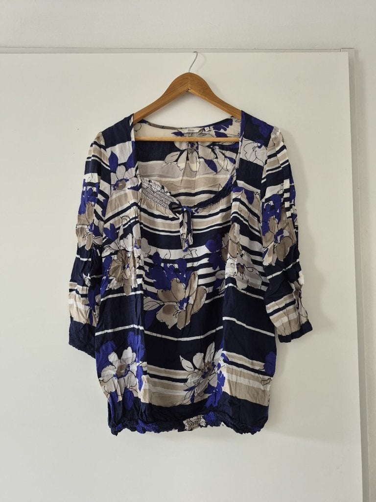 Blouse Miss Etam maat 46 dames - beige / paars, Paars, Maat 46/48 (XL) of groter, Ophalen of Verzenden, Zo goed als nieuw