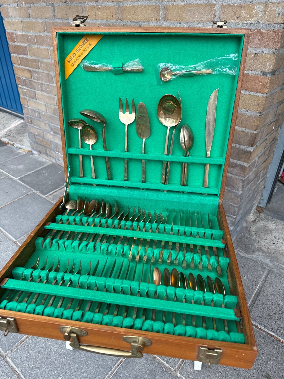 Vintage massief bronzen bestekset uit Thailand, Ophalen
