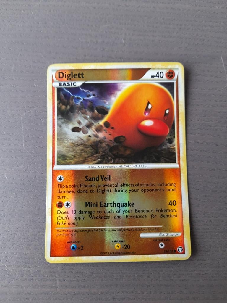 Triumphant 61/102 diglett reverse, Ophalen of Verzenden, Gebruikt, Losse kaart, Foil