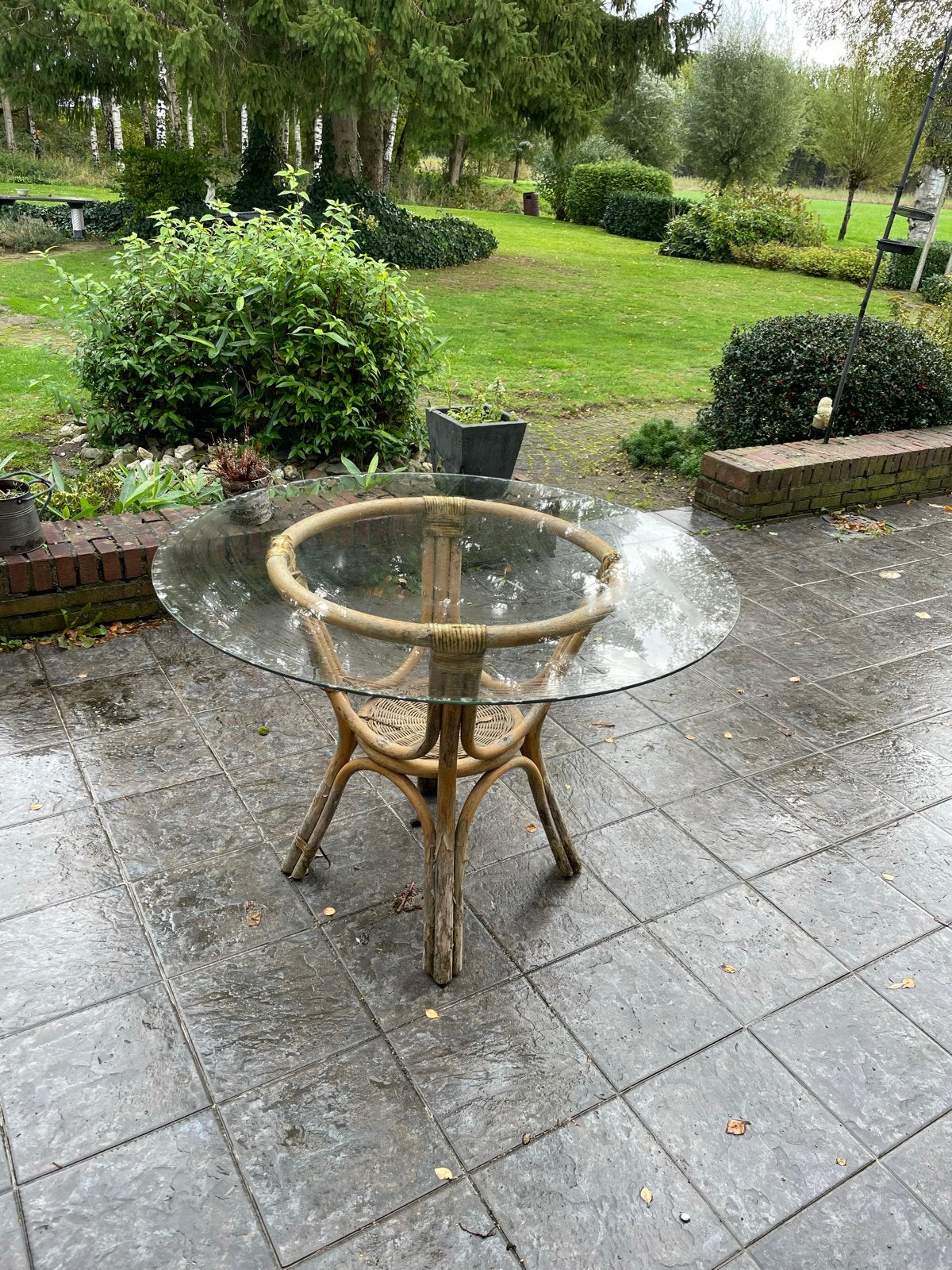 Glazen plaat doorsnee 105cm, Ophalen, Gebruikt, Rond, Overige materialen