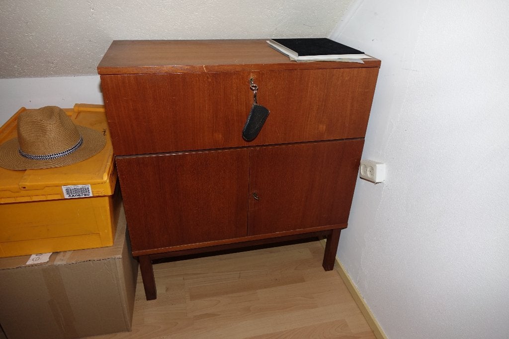 Vintage Teak Secretaire / Bureau klepkast jaren 50, Ophalen