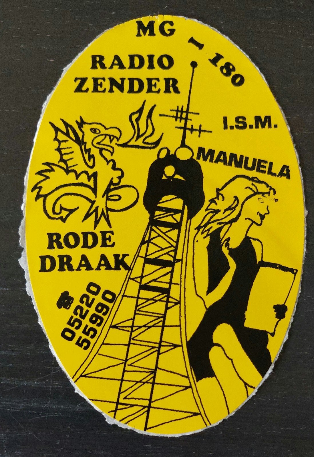 Sticker Radio Draak Manuela Annen piraat radio zendamateur, Ophalen of Verzenden
