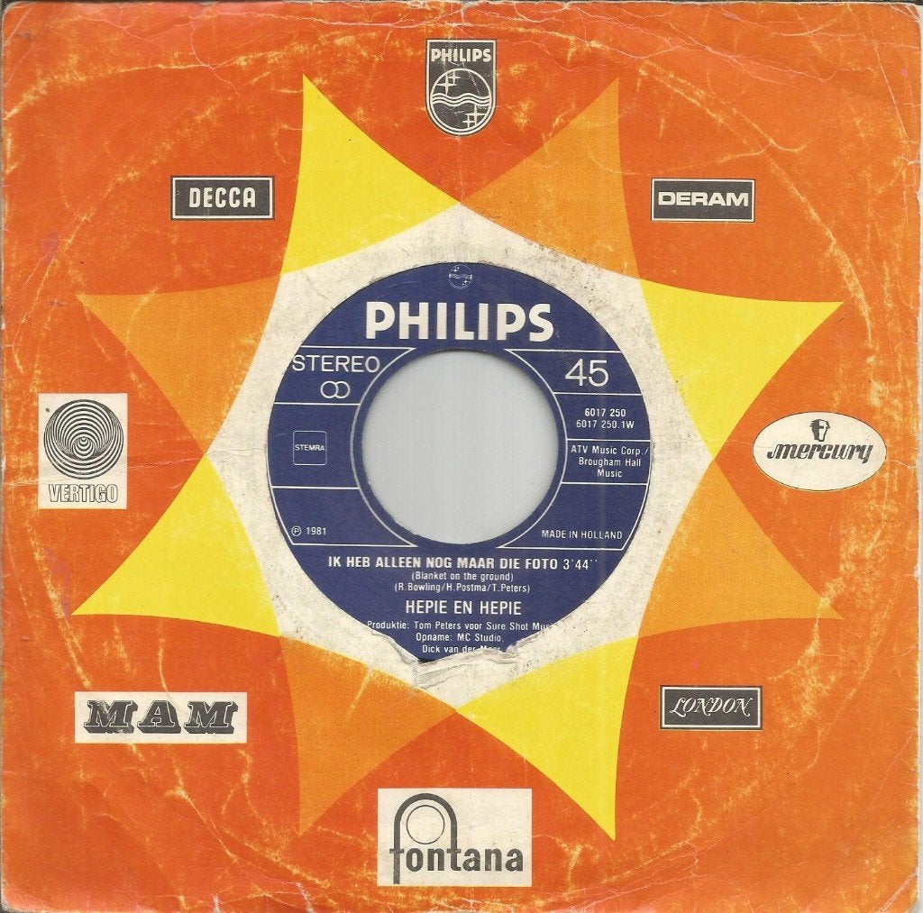 Hepie en Hepie : Ik heb alleen nog maar die foto (1981), 7 inch, Ophalen of Verzenden, Zo goed als nieuw, Levenslied of Smartlap